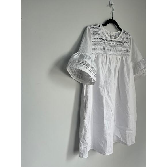 English Factory Eyelet Lace Babydoll Blouse Women Small‎ White Short Sleeve NWT - Picture 8 of 9